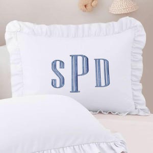 Custom Embroidered Baby Pillow: Muslin Ruffle Nursery Decor