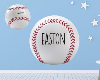Personalized Baseball Piggy Bank | Ceramic Coin Bank
