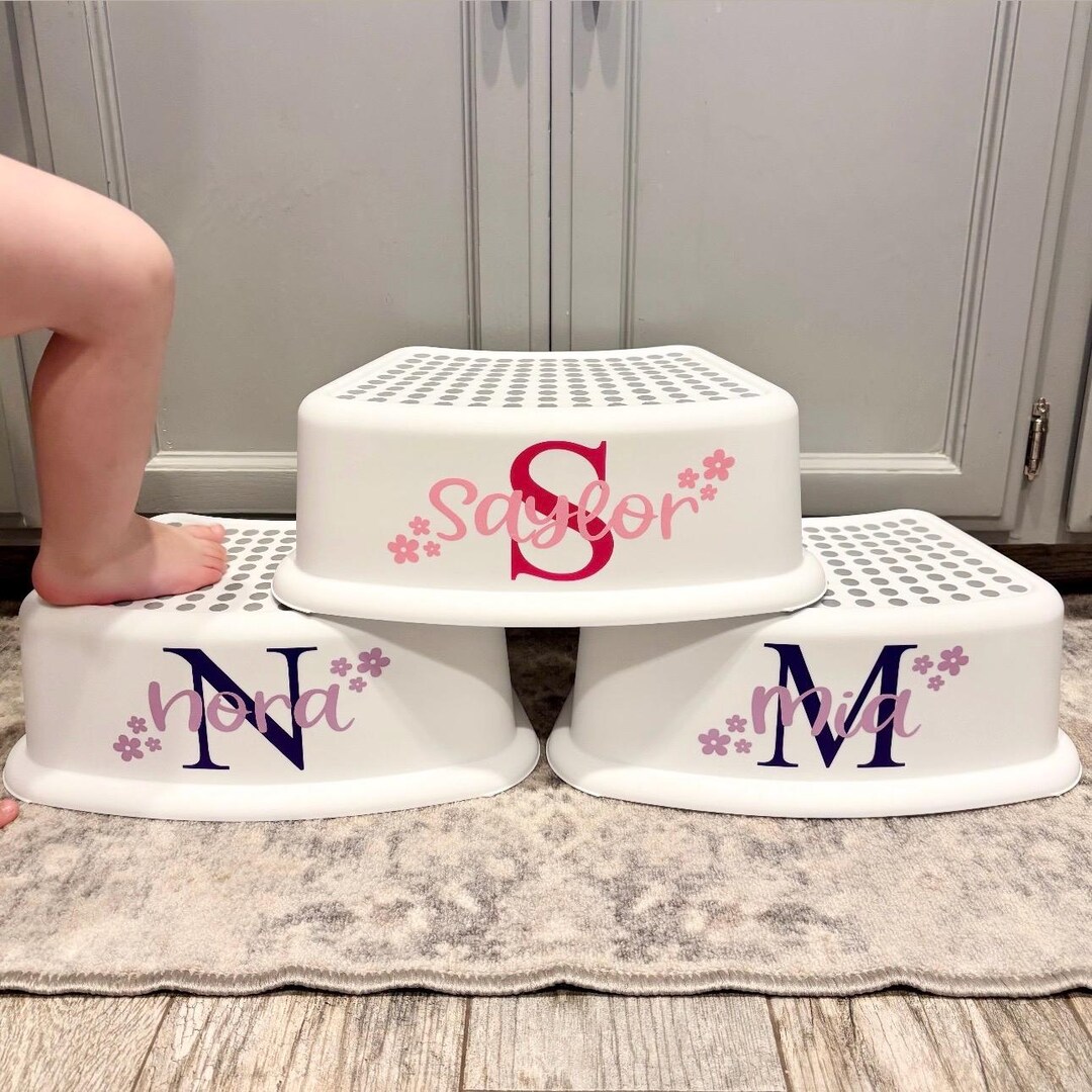 Step Stool Labels Personalized Kids Step Stool: Custom Name & Initial, Non-slip - Etsy