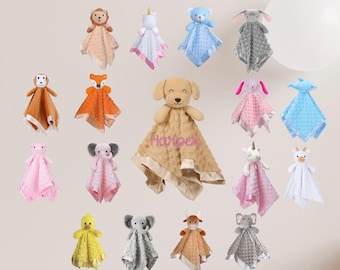 Personalized Animal Baby Lovey: Embroidered Security Blanket
