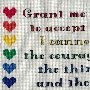 Patrón de punto de cruz digital "Oración de la serenidad del arcoíris"