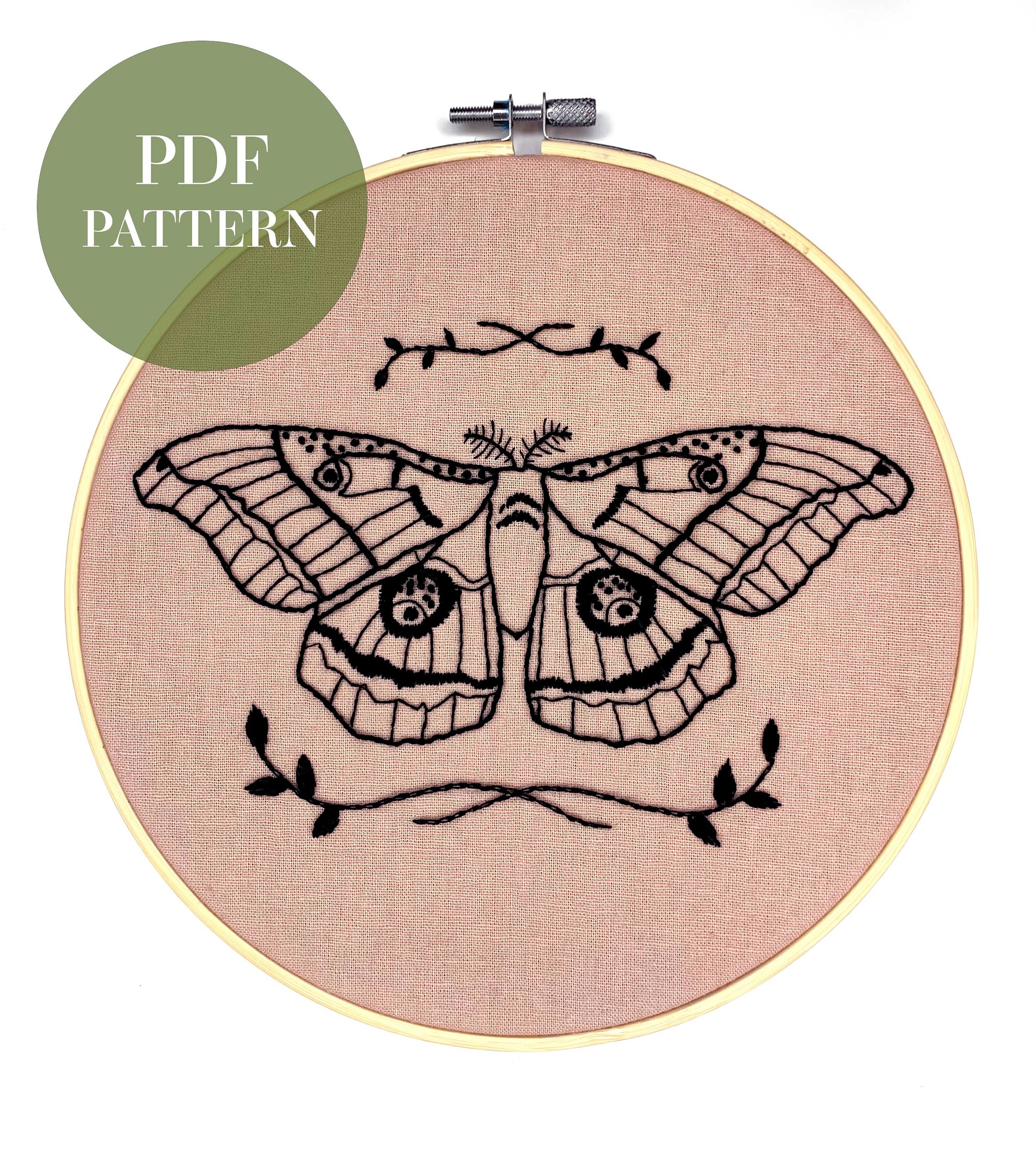 Embroidery moth pattern / PDF download / Beginner embroidery Etsy