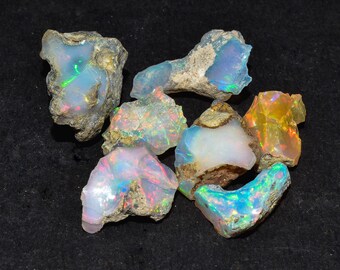 DIY Raw 10 to 15 mm Gemkora 10pcs Natural Ethiopian Raw Opal Stone Polished Fire Play Stone Wholesale Bulk Lot Healing Gemstone and Crystals Jewelry Making Supply Rough Crystals Opal Rock 