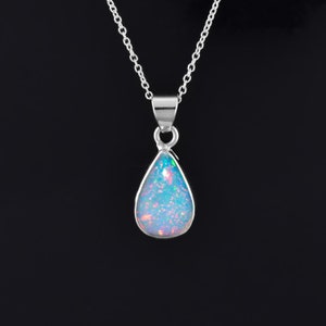 AA Ethiopian Fire Opal Crystal Dainty Bezel Pendant Necklace for Women, Healing Crystals Wedding Gifts for Her, 925 Silver Chain Jewelry