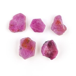 5Pcs Raw Burmese Ruby Rough Slices Crystals, Jewelry Making Suppy, Wholesale Loose Gemstones, Wire Wrapping, Healing Crystals, DIY Crafts