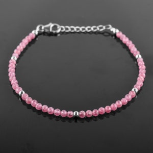 Pink Tourmaline Sterling Silver Bracelet: October Birthstone, Healing Crystals