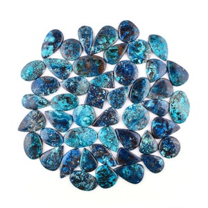 Presentes de Natal Azurita com Crisocola Lote de Cabochão no Atacado, Suprimento para Fabricação de Joias, Pedras Preciosas Naturais Soltas, Cristais de Cura em Massa