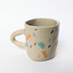 Stoneware cup / mug with hand-painted patterns, contemporary ceramics, handmade pottery, unique piece