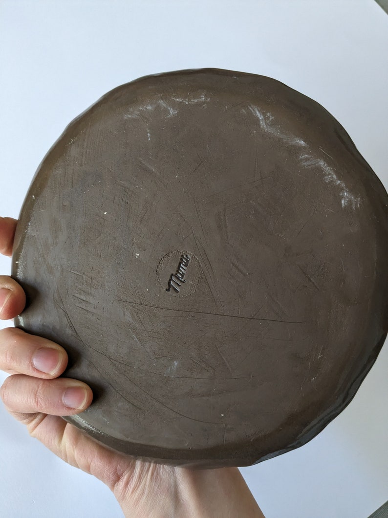 Handmade ceramic plate with hamburger design, unique piece image 7