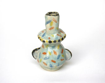 Mini ceramic soliflore vase, unique handmade piece, colorful pottery Memphis Design style