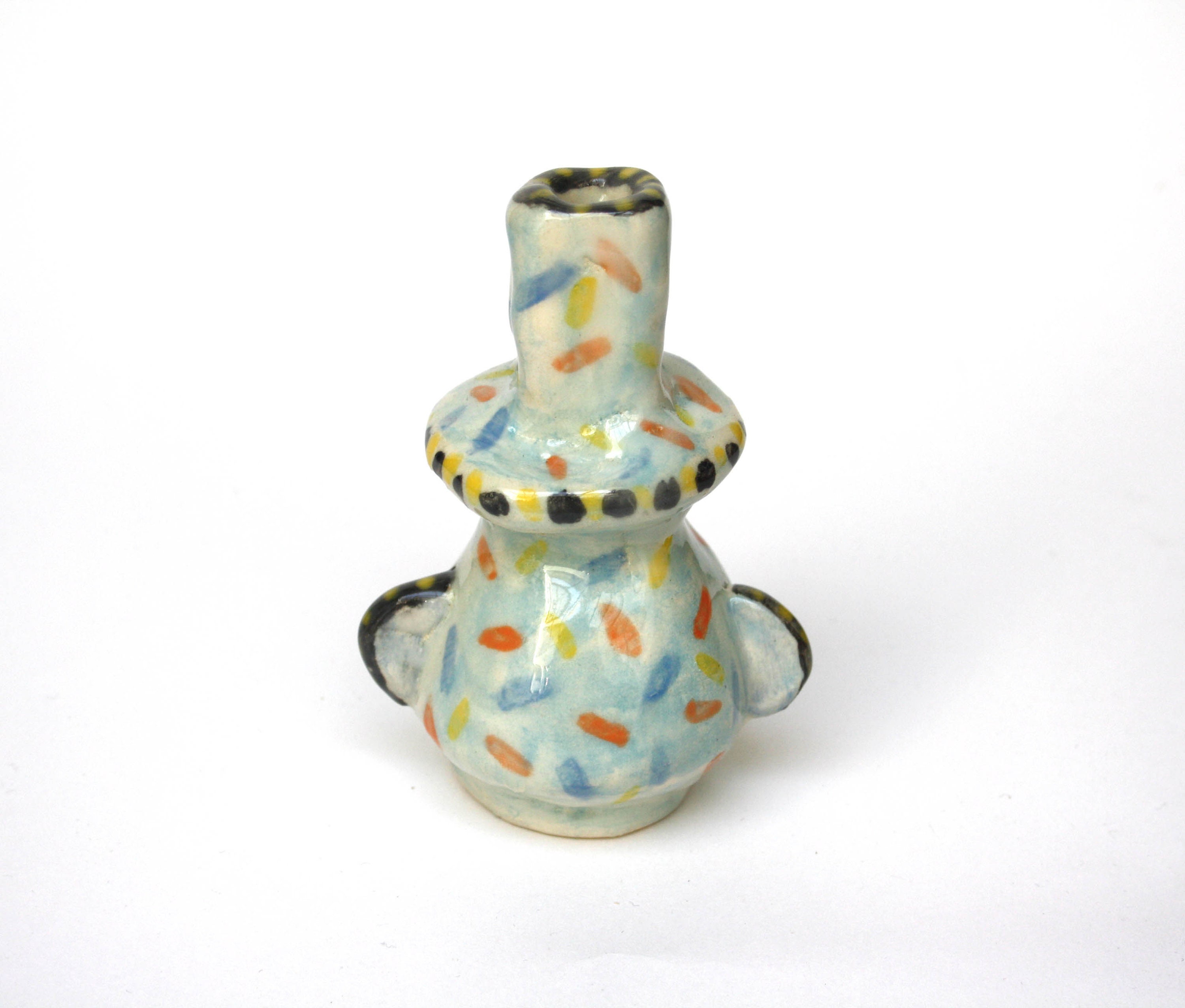 Mini Vase Soliflore en Céramique, Pièce Unique Fabriquée à La Main, Poterie Colorée Style Memphis De