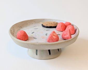 Stoneware cake stand, handmade ceramic, unique piece