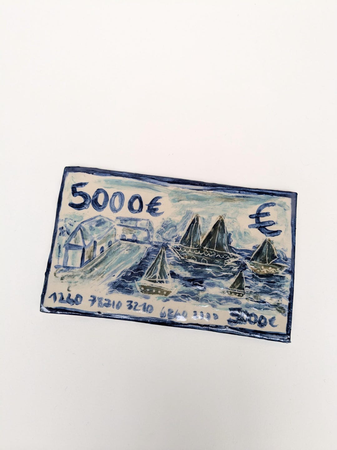 Blue Ceramic Banknote, Bling Bling Decoration, Contemporary Handmade ...