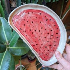 Empty ceramic watermelon tray, handcrafted, unique piece