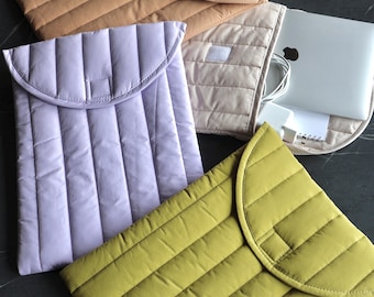 Laptop case sleeve | Cute Puffy design | Pillow sleeve | tablet sleeve | travel bag | Quilted Pouch | 15 - 16 inch Mac Book Pro