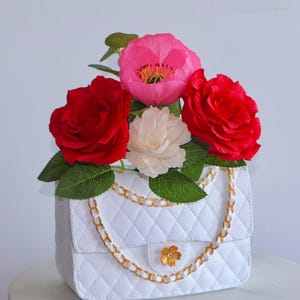 Jarrón de flores hecho a mano | Diseño interior de bolsos | Cartera negra | Jardinera | Decoración del hogar | Lujo | Ideas para regalos