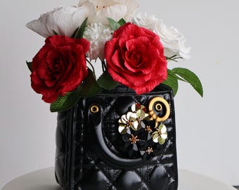 Handmade Flower vase - handbag design interior - hand painted