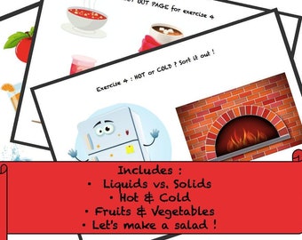 Food learning games - toddler printable, preschool exercices, busy book