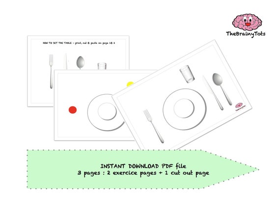 How to set the table - toddler worksheet, practical life learning, toddler printable