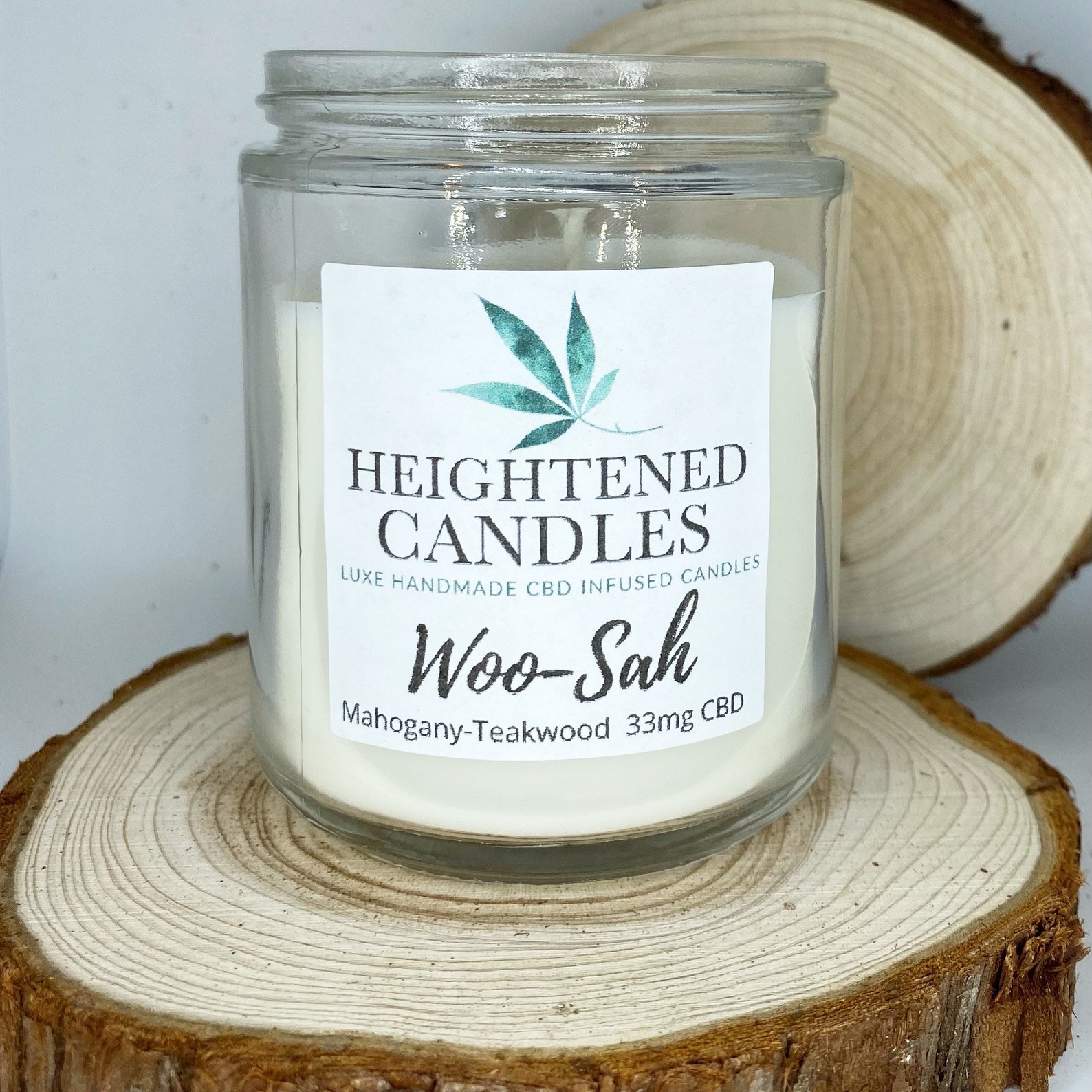 Woo-Sah Mahogany Teakwood 33mg CBD Oil Candle | Etsy