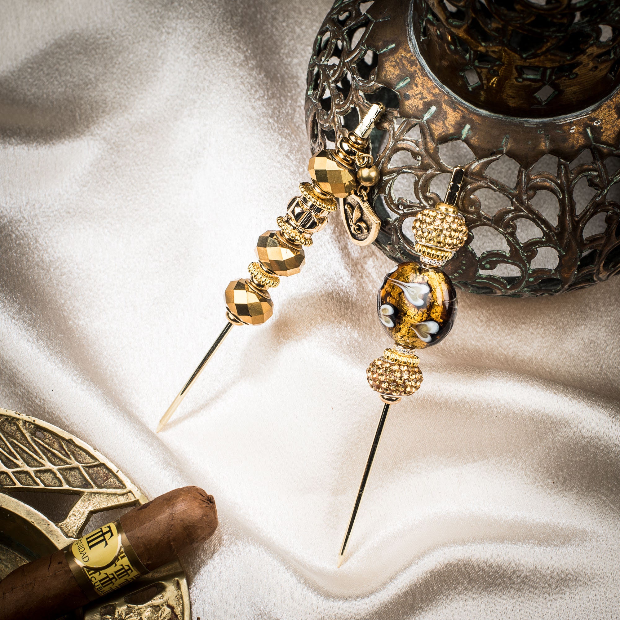 Gold Floral Cigar Poker Luxury Cigar Accessories for Her Etsy