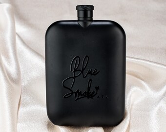 Black Engraved Flask: Stainless Steel Liquor Holder, Thoughtful Gift
