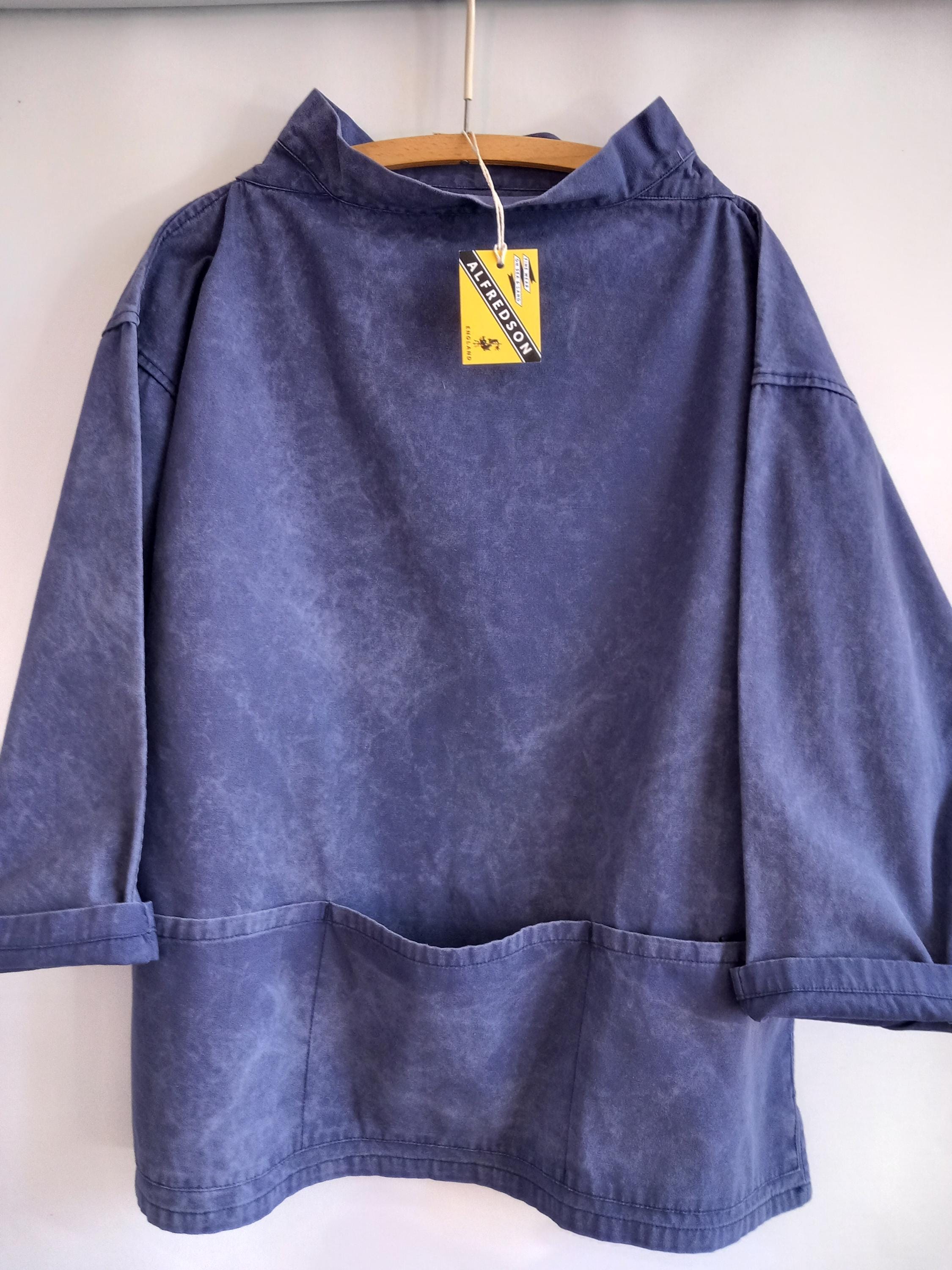 1970s〜1980s VINTAGE FISHERMAN SMOCK Vintage 70-80s French Blue Cotton Deadstock Fisherman Smock