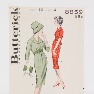 Butterick Muster #8859, 50er Jahre High Waisted Dress, Büste Gr. 32