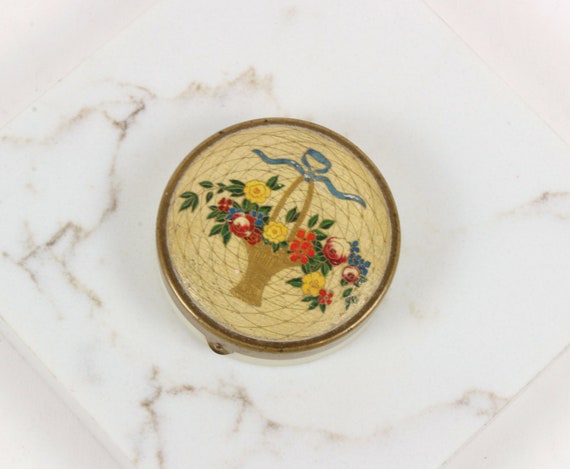 Vintage Houbigant Paris Flower Basket Rouge Compact 1930 s Vanity