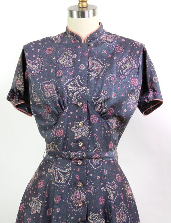 Vintage 1950's Paisley Day Dress, R&K Original Fi… - image 2