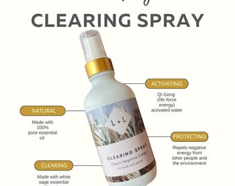 White Sage Essential Oil Clearing Spray, Natural Energy Cleanser (4oz)