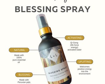 Palo Santo Blessing Spray, Essential Oil, Energy Cleansing, 4oz