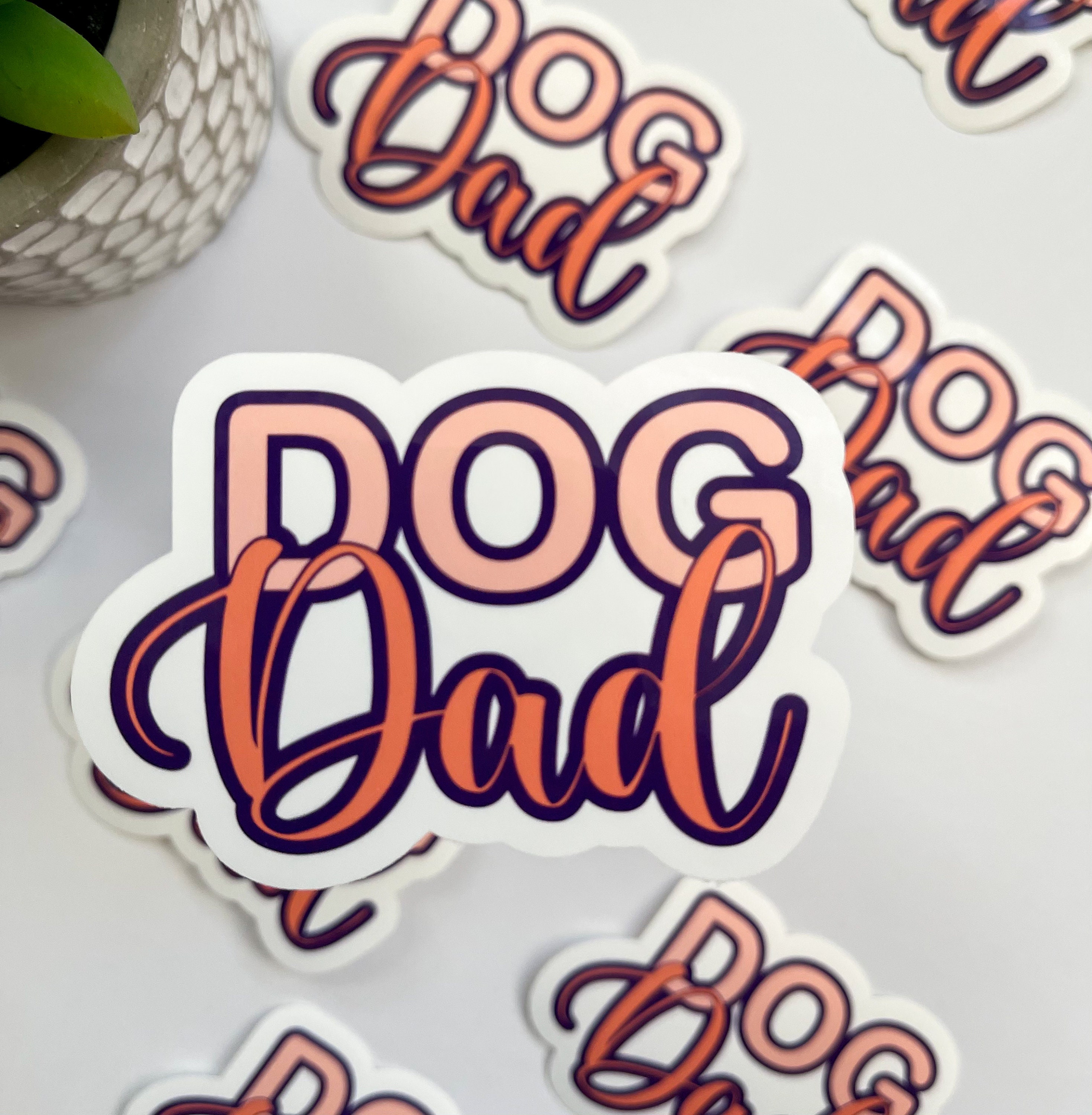 Dog Dad Sticker Waterproof Dog Water Bottle Stickers Hand Drawn Laptop