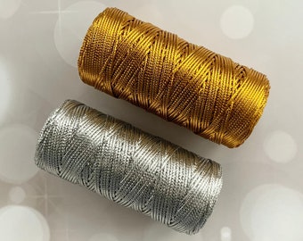 Gold and Silver Twine, metallic gold cord and silver cord, Christmas gift wrapping