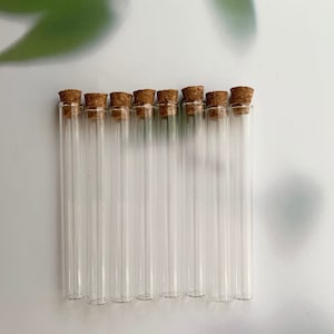 Glass bottles, seed bottles, test tubes, wedding favour gift 8 cm x 0.8cm