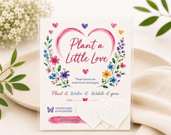 Corazones de papel con semillas plantables, corazones de flores silvestres ecológicos, regalo ecológico y respetuoso con las abejas.