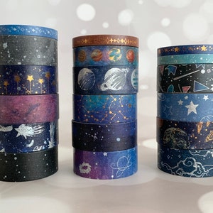 Moon stars night sky washi tape collection - 6 rolls