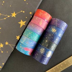 Washi tape celestial bright moon stars planet collection - 6 foiled rolls