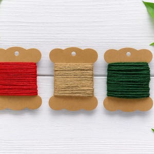 Christmas Jute Twine, Natural, Green and Red Rustic String for Gift Wrapping, Crafts, Packaging