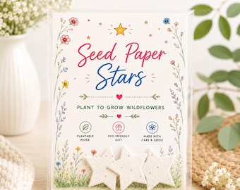 Estrellas de papel con semillas plantables, estrellas de flores silvestres ecológicas, regalo ecológico y respetuoso con las abejas.