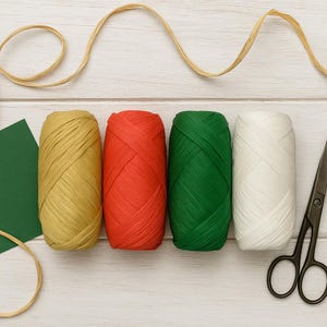 Eco Friendly Raffia Paper Ribbon, 7mm, Biodegradable Gift Wrap & Craft Ribbon