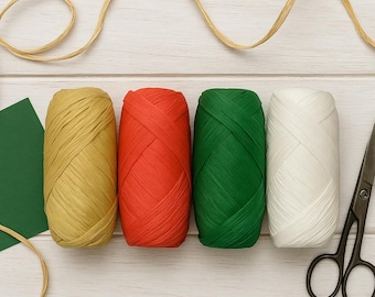 Cinta de papel de rafia ecológica de 7 mm, biodegradable para envolver regalos y manualidades.