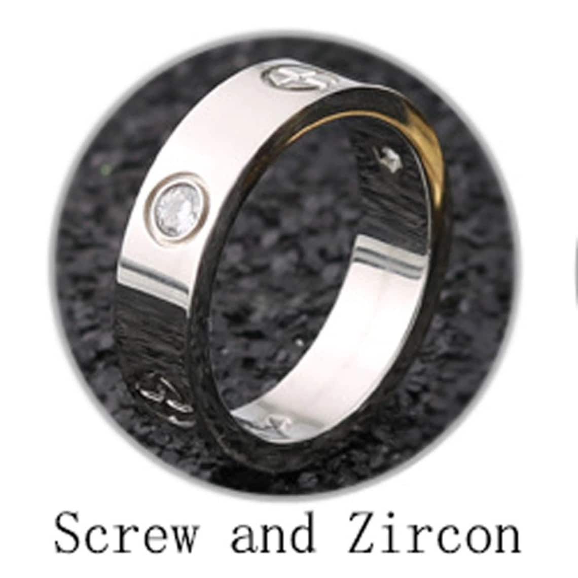 Screw Ring Gold Screw Rings Zircon Stainless Steel Luxury Etsy