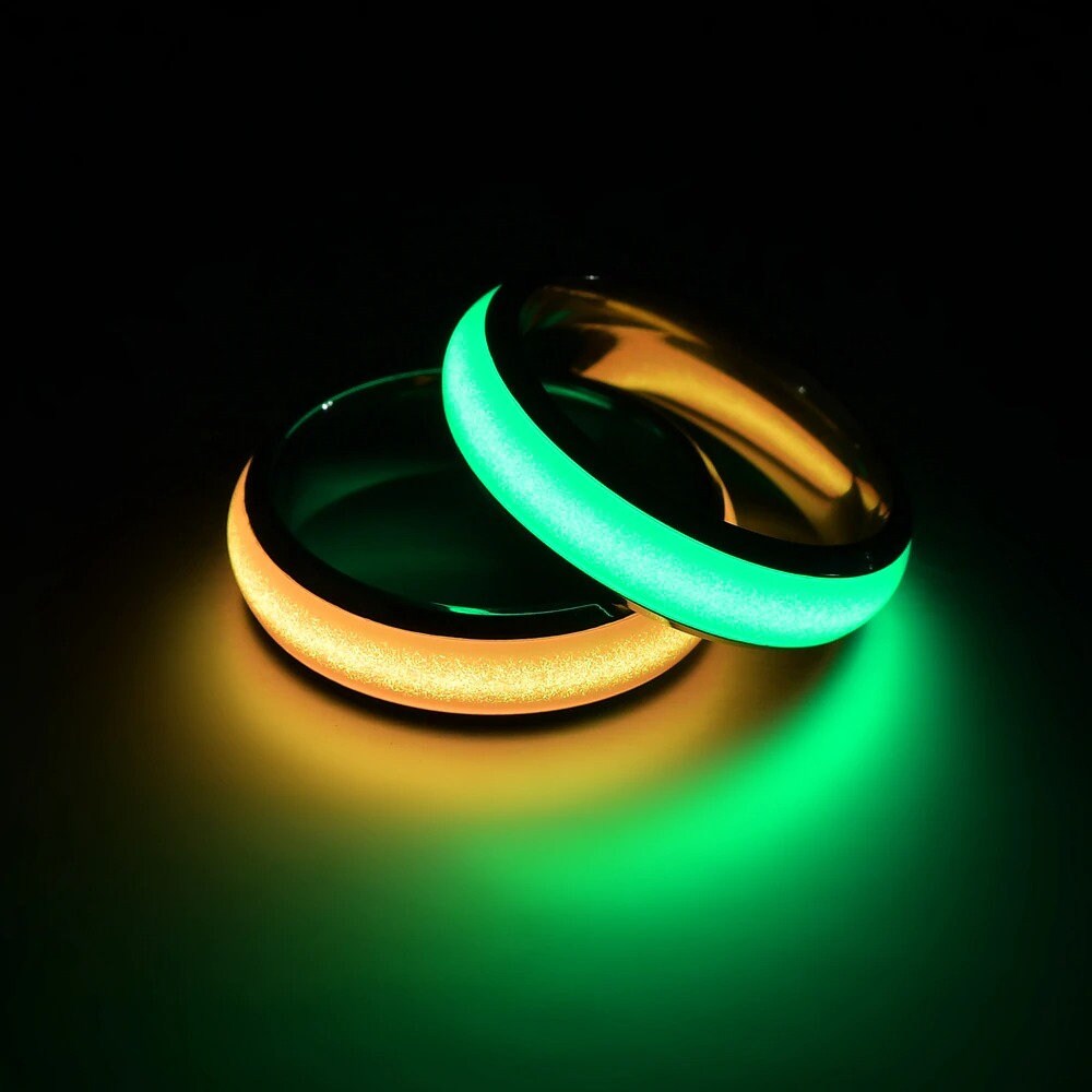 Glowing Ring Blue Pink Glowing Luminous Rings Men Stainless | Etsy