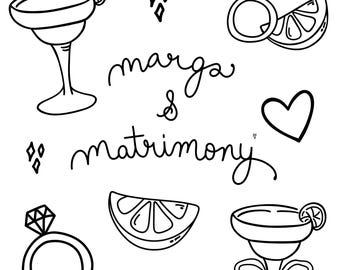 Margaritas and Matrimony PNG Files: Bachelorette Party Designs (Digital Download)