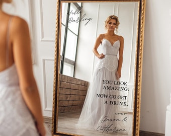 WEDDING MIRROR DECAL, Selfie Mirror Decal, Now Go Grab a Drink Decal, You Look Amazing Decal, Hello Darling Decal, Wedding Welcome Sign