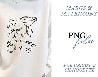 Margaritas and Matrimony PNG Files: Bachelorette Party Designs (Digital Download)