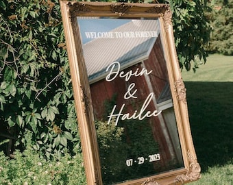 Welcome to Our Wedding Mirror Decal: Elegant DIY Vinyl Sign
