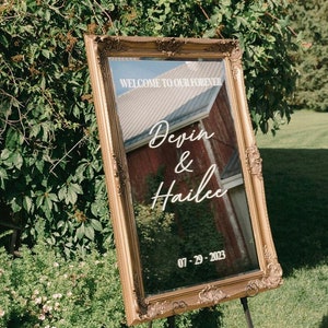 WEDDING MIRROR DECAL, Welcome Sign Mirror Decal, Welcome Wedding Sign, Welcome Sign Acrylic Decal, Welcome to our Wedding Decal