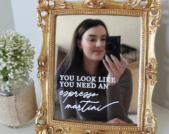 Espresso Martini Mirror Decal: DIY Wedding Bar Sign